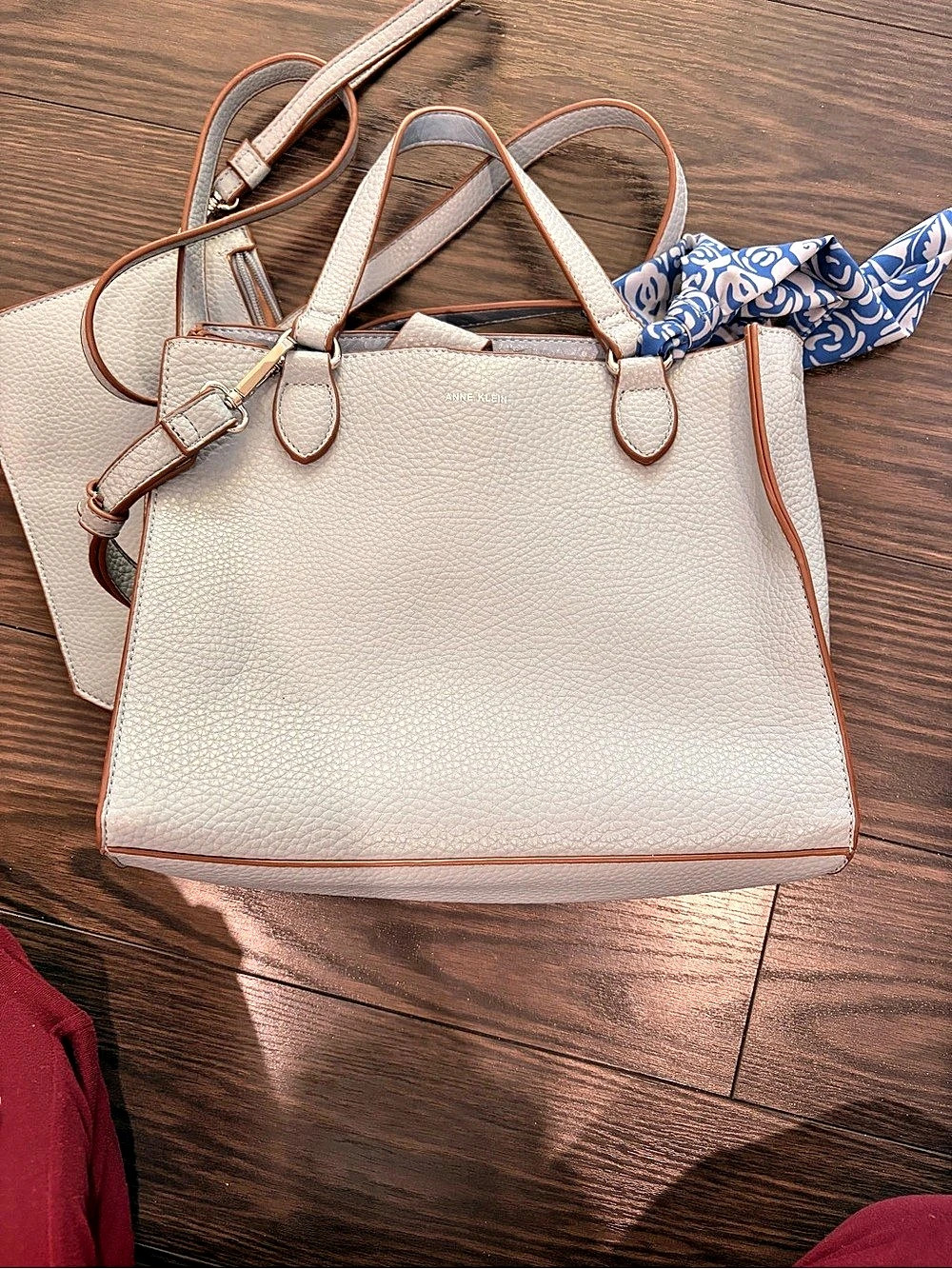 Anne Klein Structured Tote in White & Brown